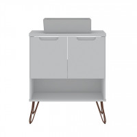 Manhattan Comfort 159GMC1 Rockefeller 26.38 Bathroom Vanity Sink 2.0 with Metal Legs in White